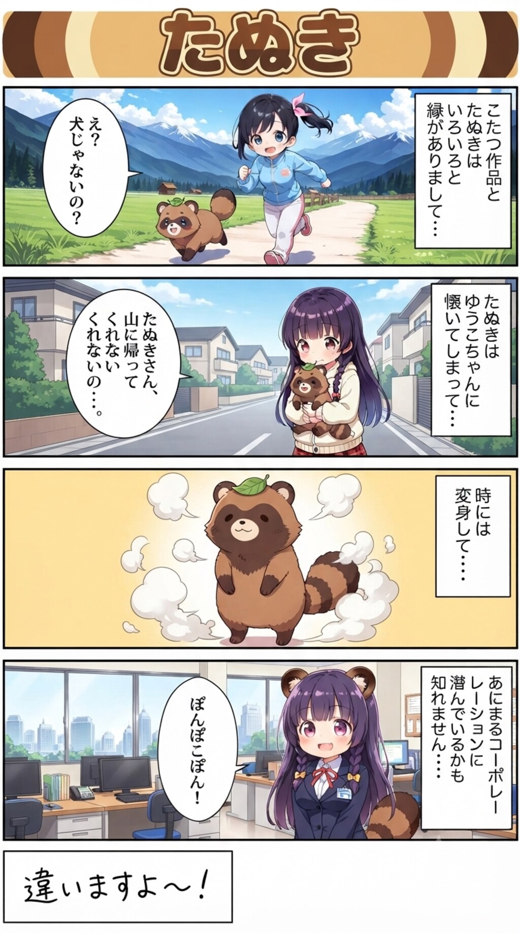 4コマ漫画「たぬき」