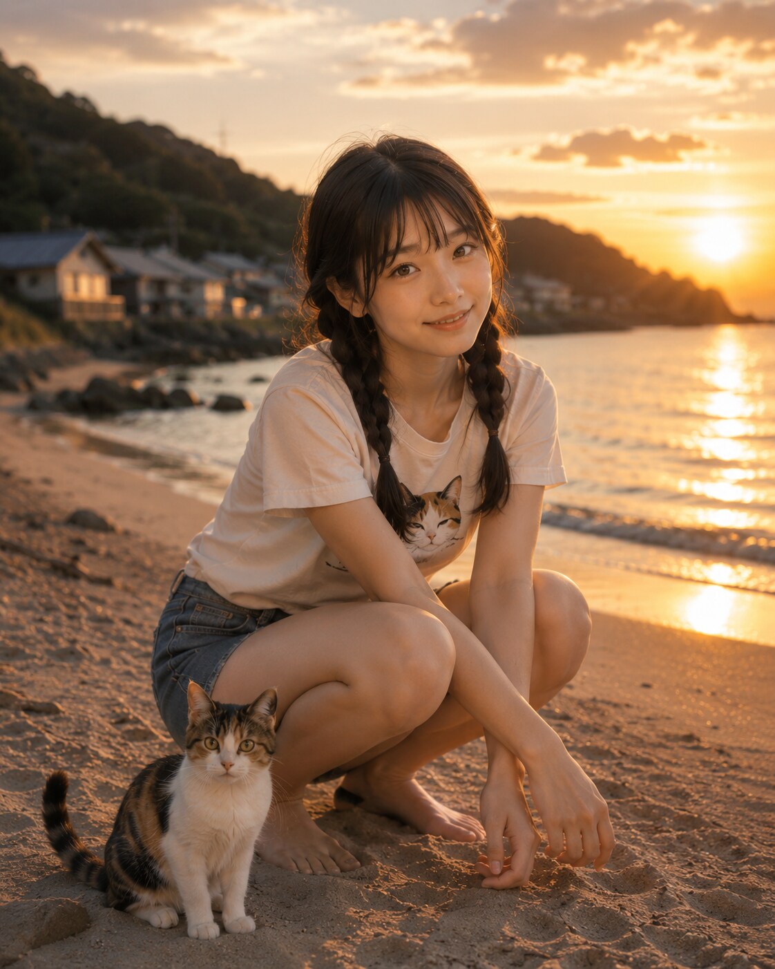 夕焼けの浜辺