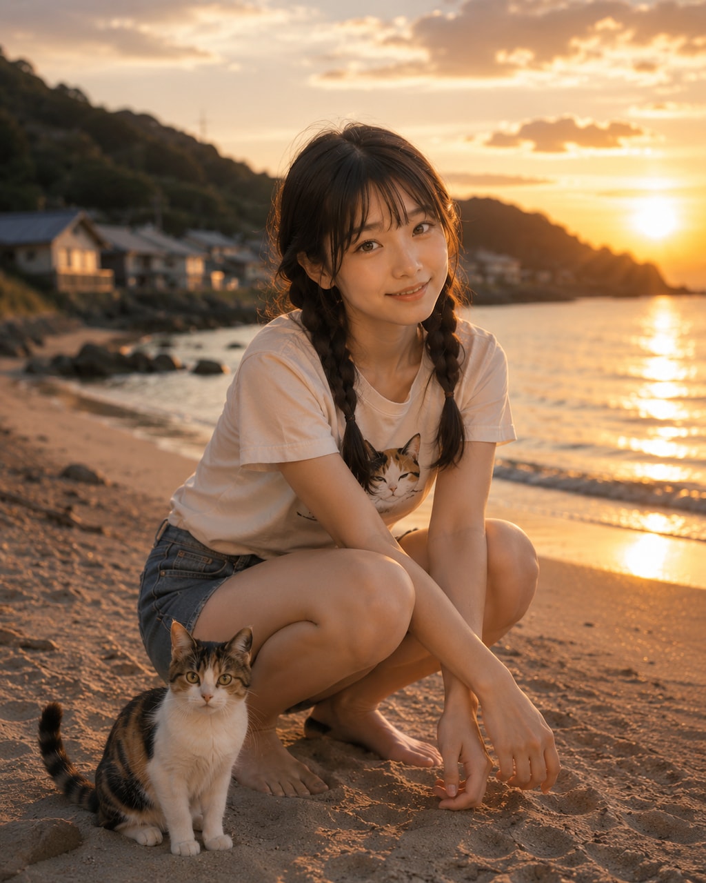 夕焼けの浜辺