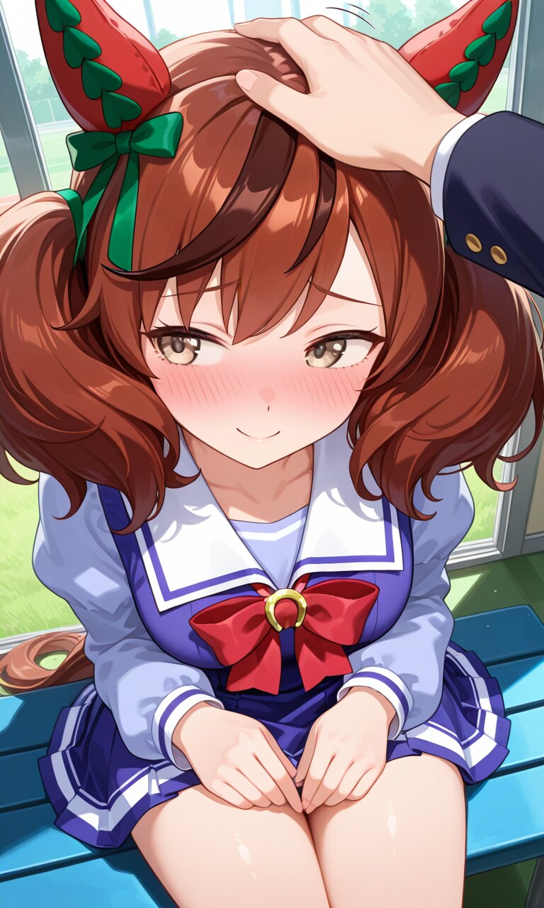 急に頭を撫でられてテレちゃうネイチャさん | の人気AIイラスト・グラビア