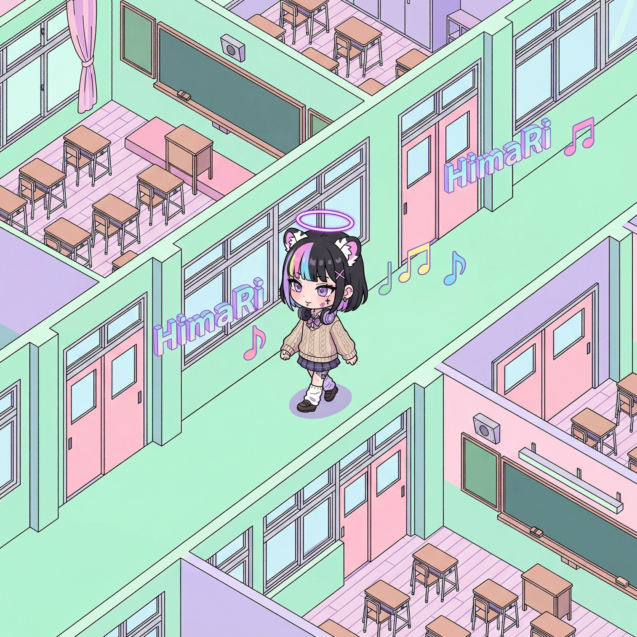 校内散歩。