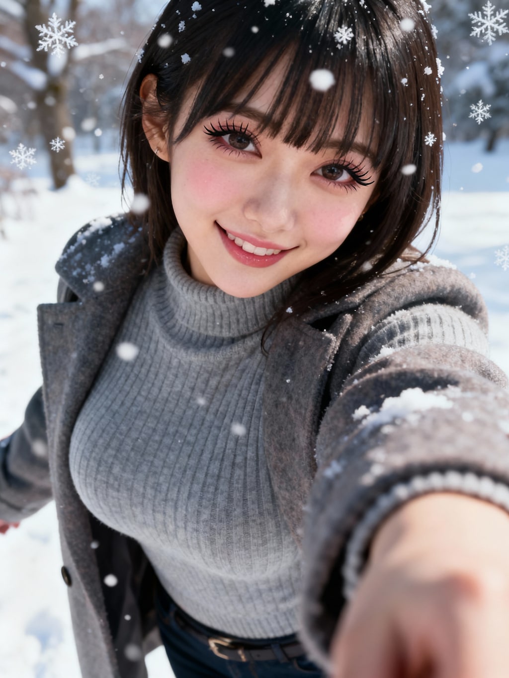 雪の日の自撮り