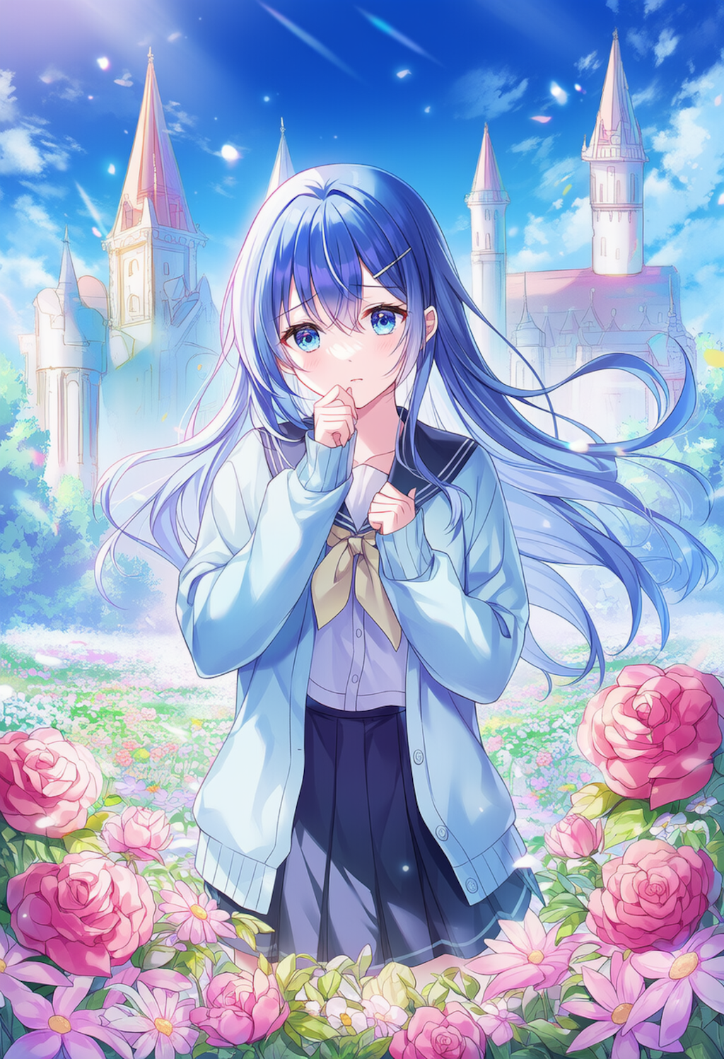 青いカーディガン