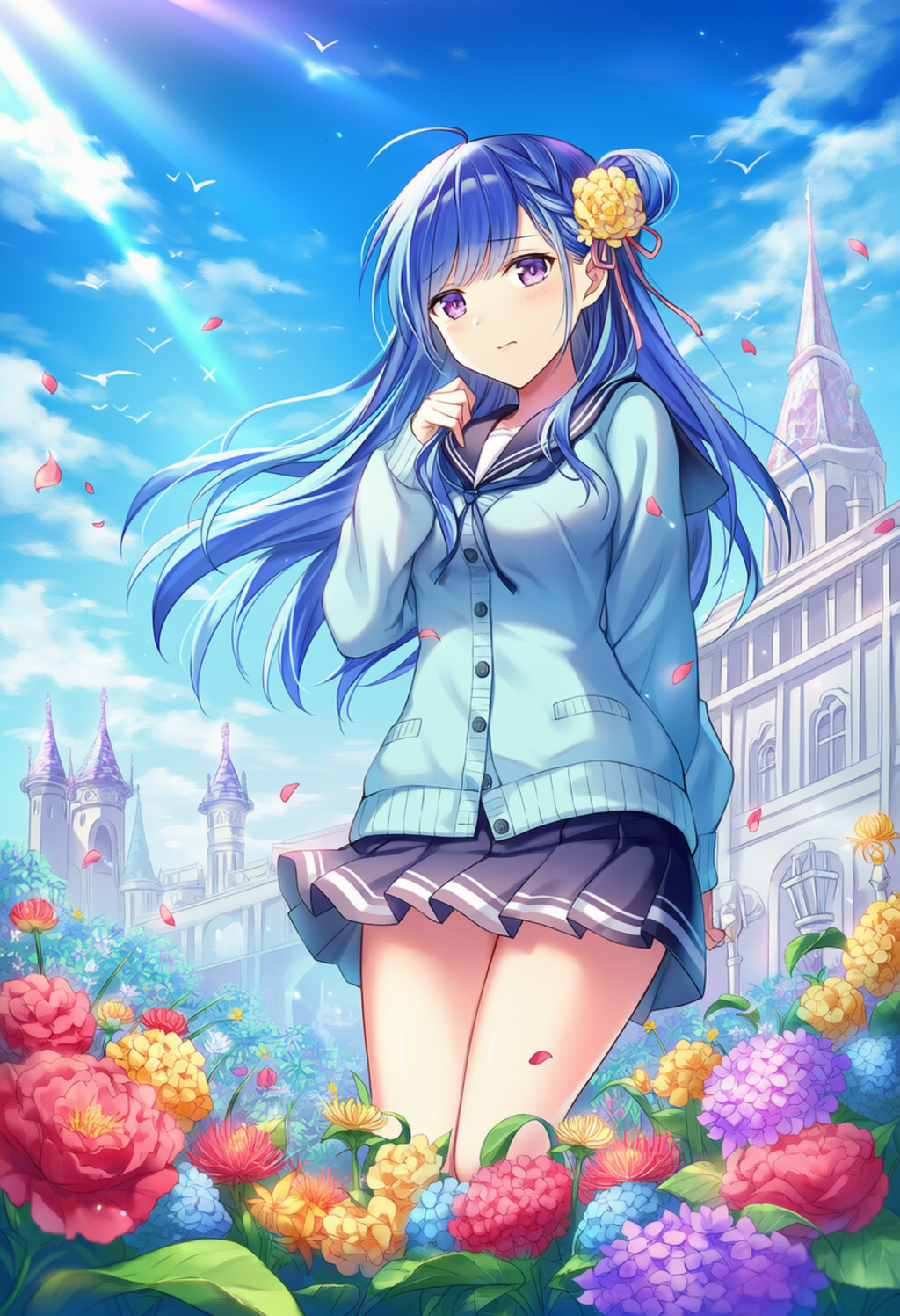 青いカーディガン