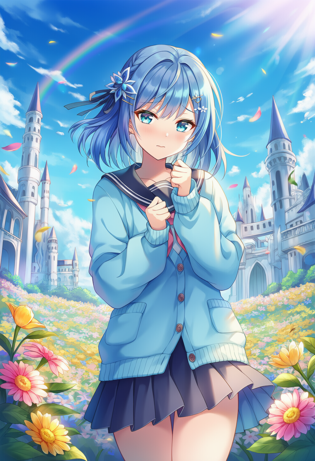 青いカーディガン