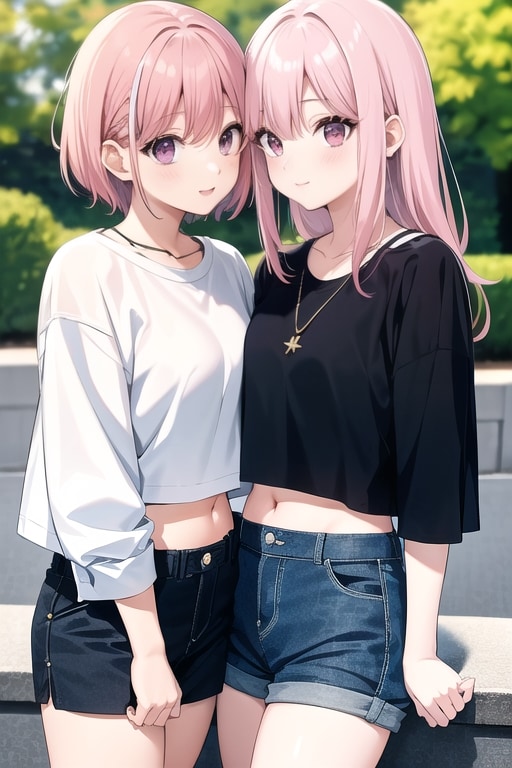 桃髪女子（公園ほか） | の人気AIイラスト・グラビア