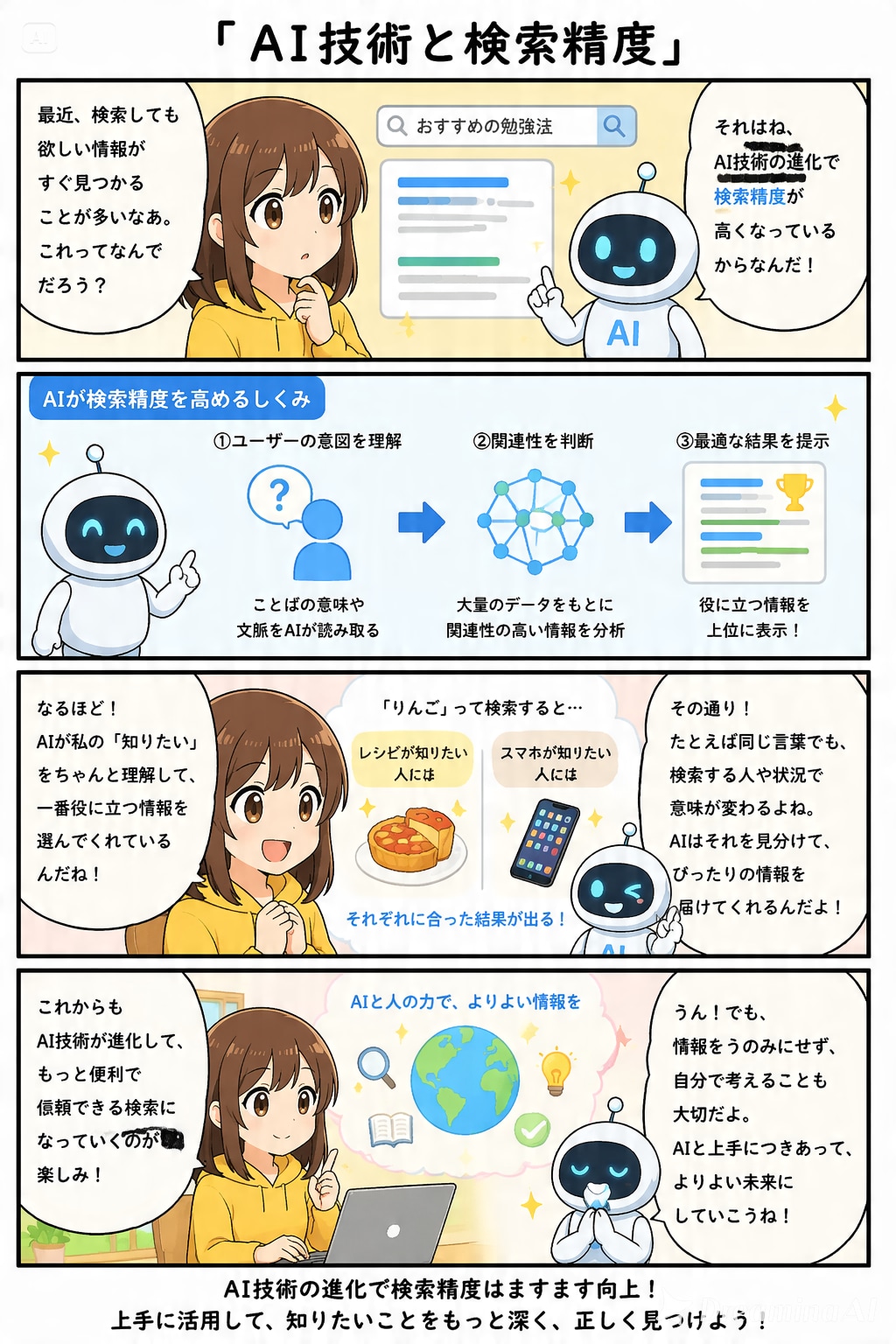 「AI技術と検索精度」のお任せ漫画