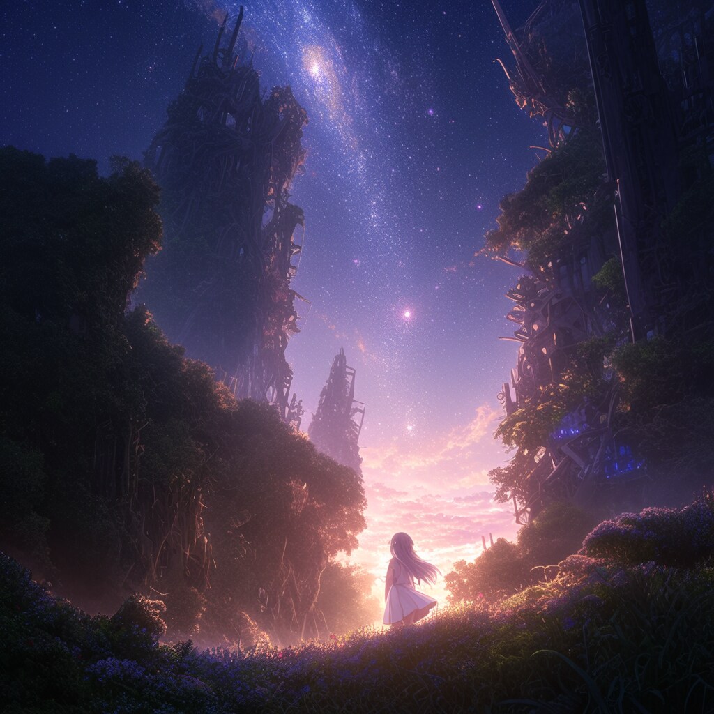 星空と女の子 Starry sky and girls
