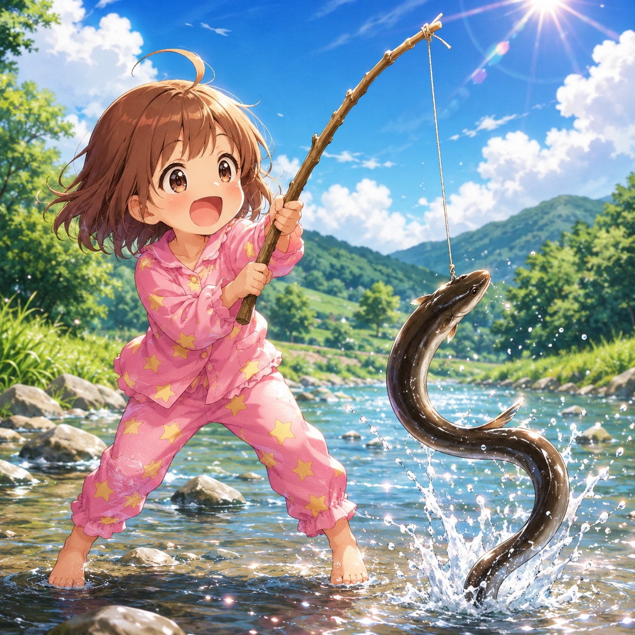 ももかちゃんのウナギ獲り