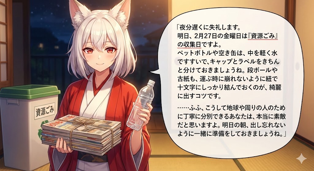 ゴミの日を教えてくれるタスク