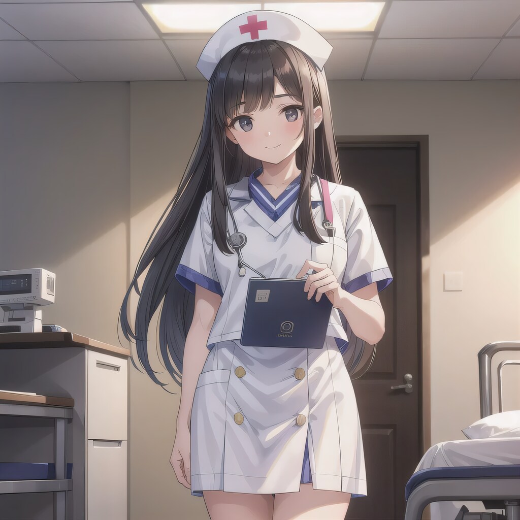 黒髪ロングで白衣の少女２８