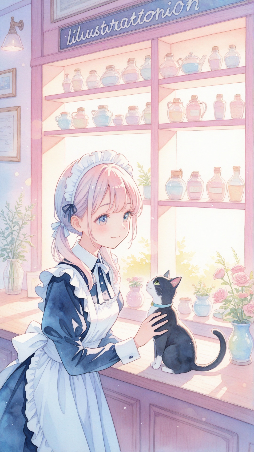 猫とメイドのカフェバー | の人気AIイラスト・グラビア