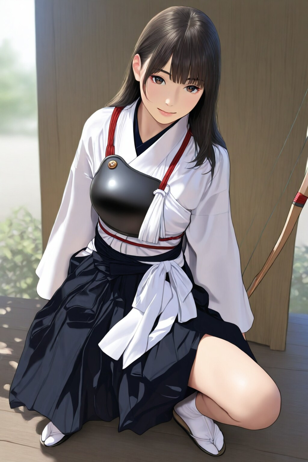白上衣と胸当てはそこそこに出来たが、ミニ丈袴はしぶとく残る。ちちぷいAIはスケベだ。（コメントの書き込みありがとうございます）