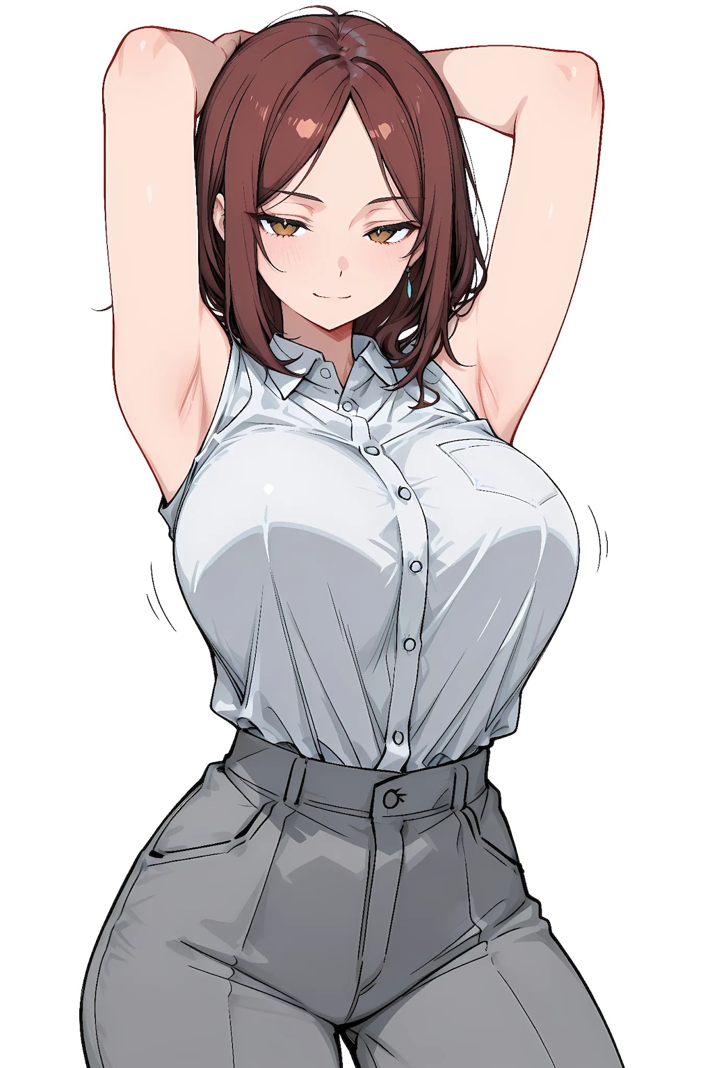 デコ出しノースリーブOLお姉さん
