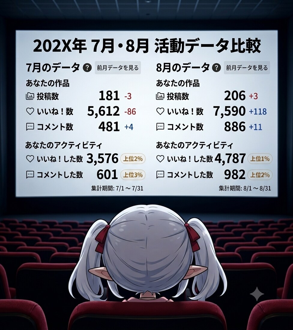 8月の実績と7月分 | の人気AIイラスト・グラビア