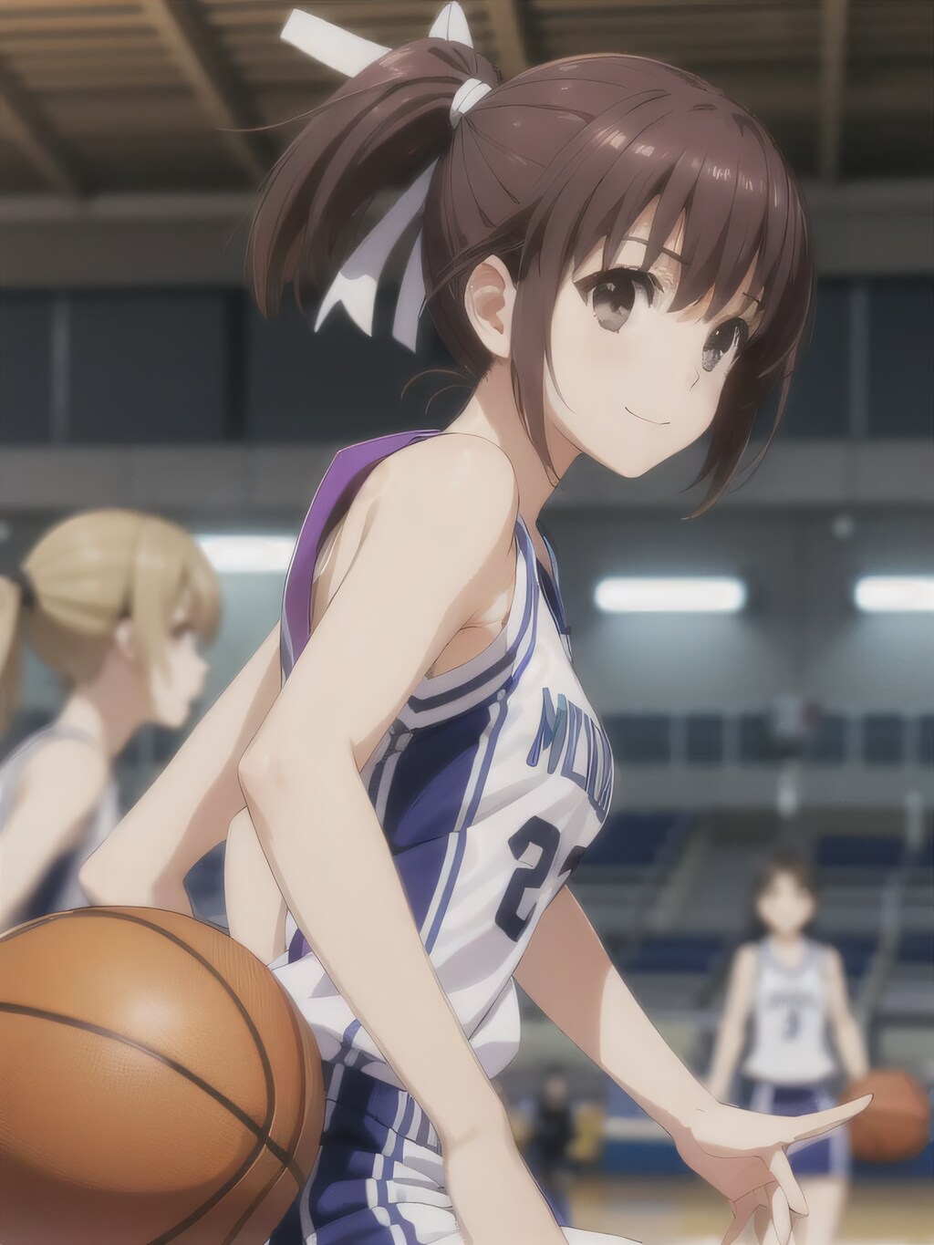 茶髪ポニテでユニフォームの少女