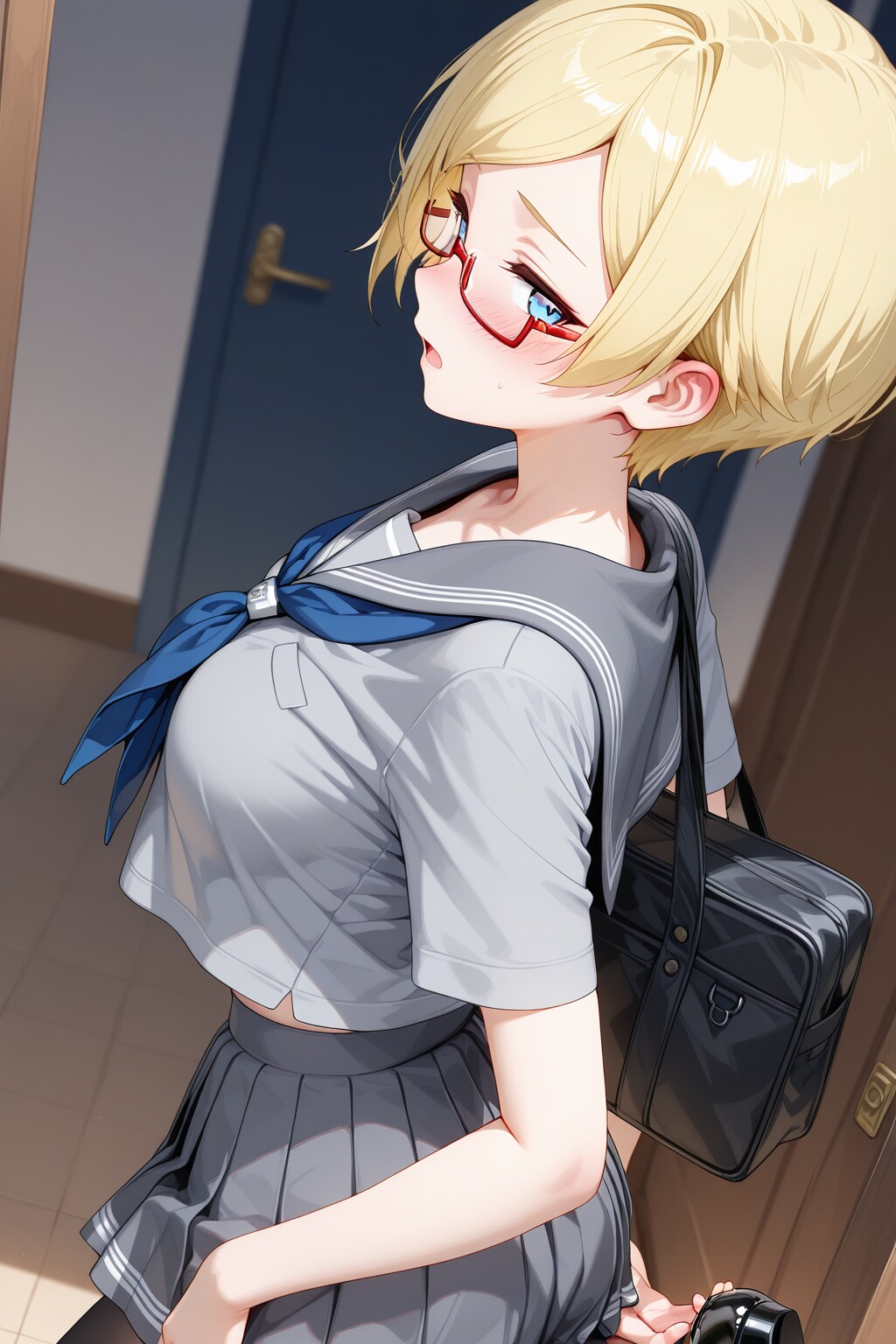 金髪ショートの帰宅女子