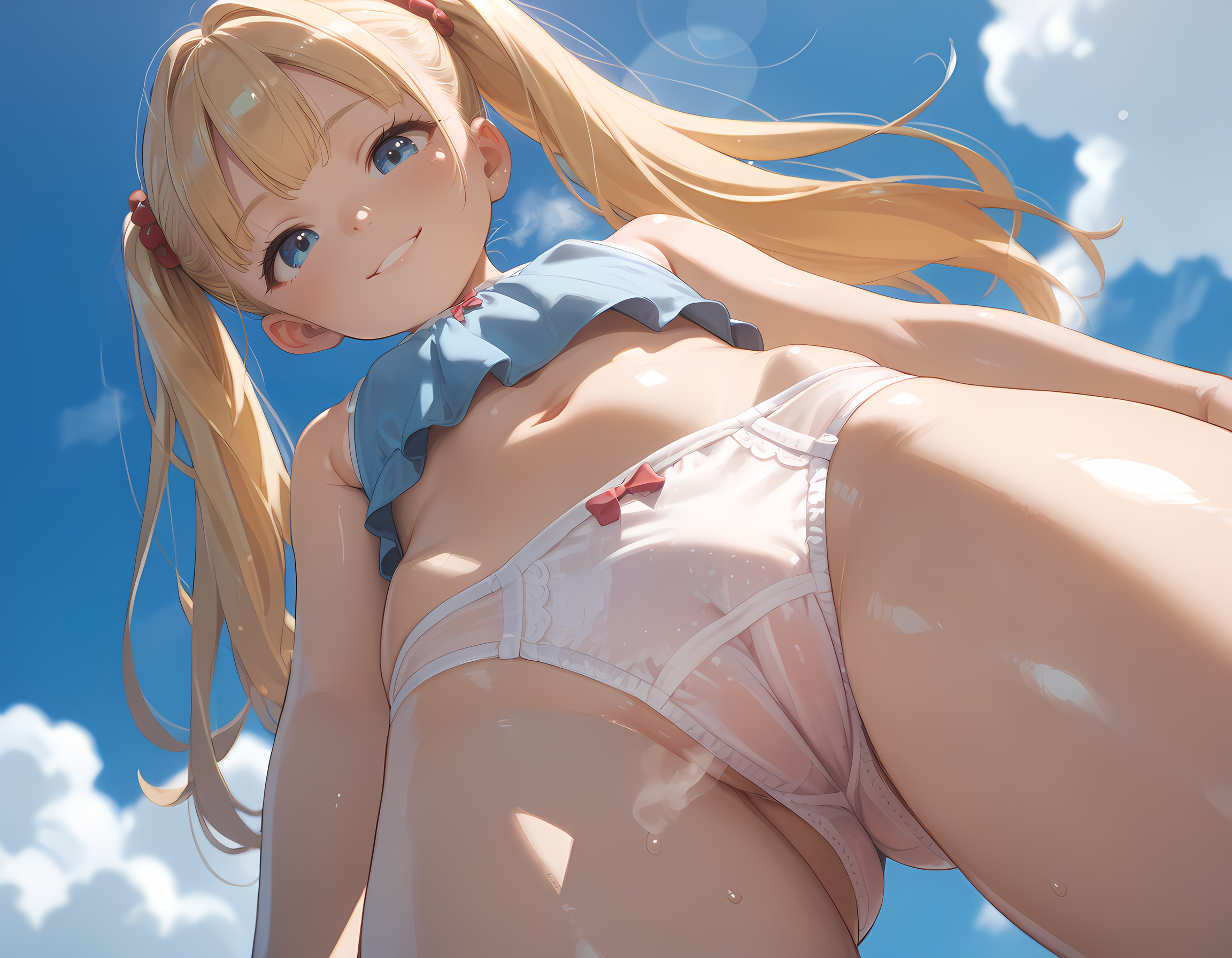 ローアングル薄着少女
