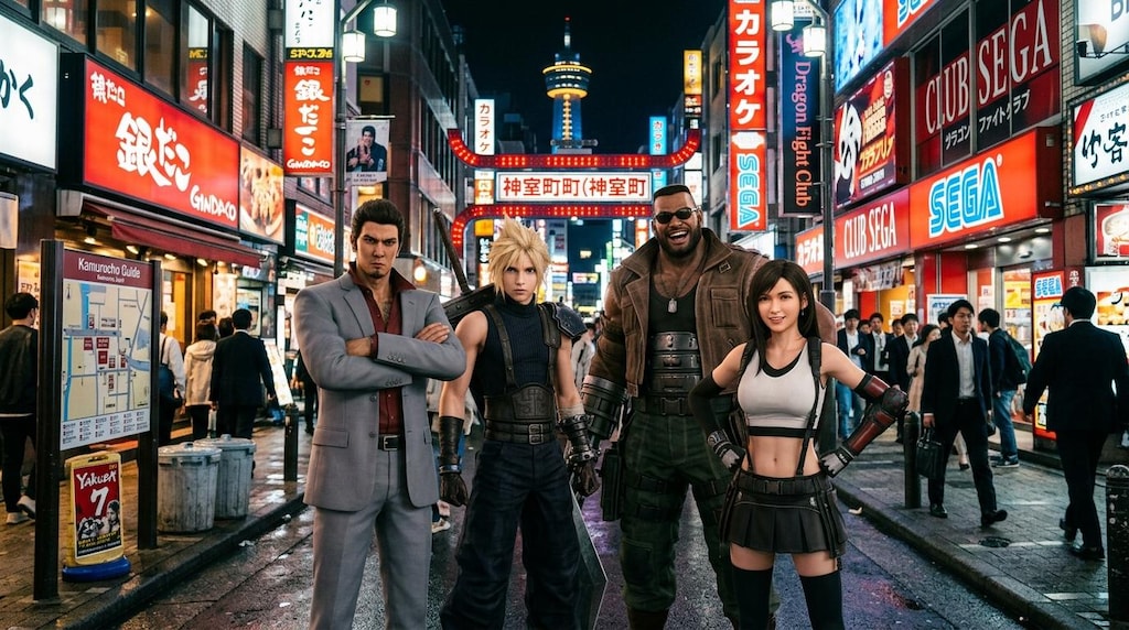 神室町で記念写真