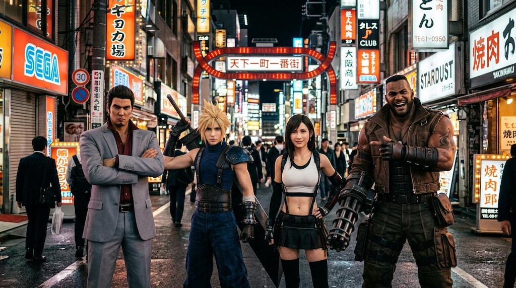 神室町で記念写真