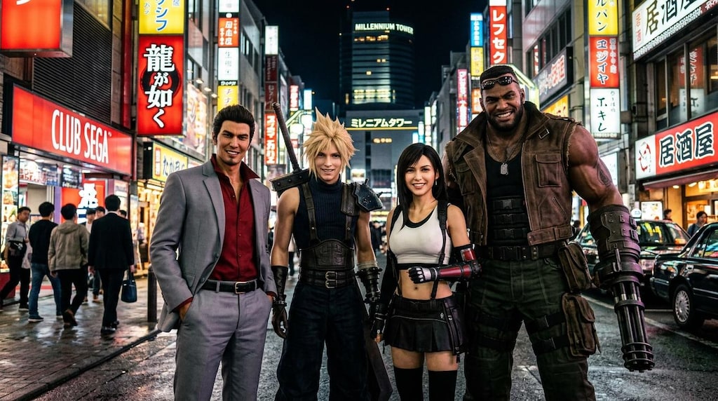 神室町で記念写真