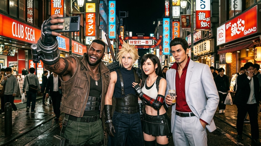 神室町で記念写真