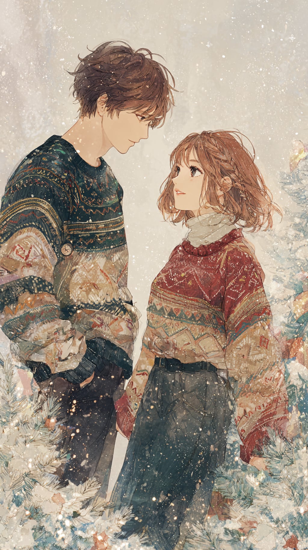 アグリークリスマスセーターを着ている二人