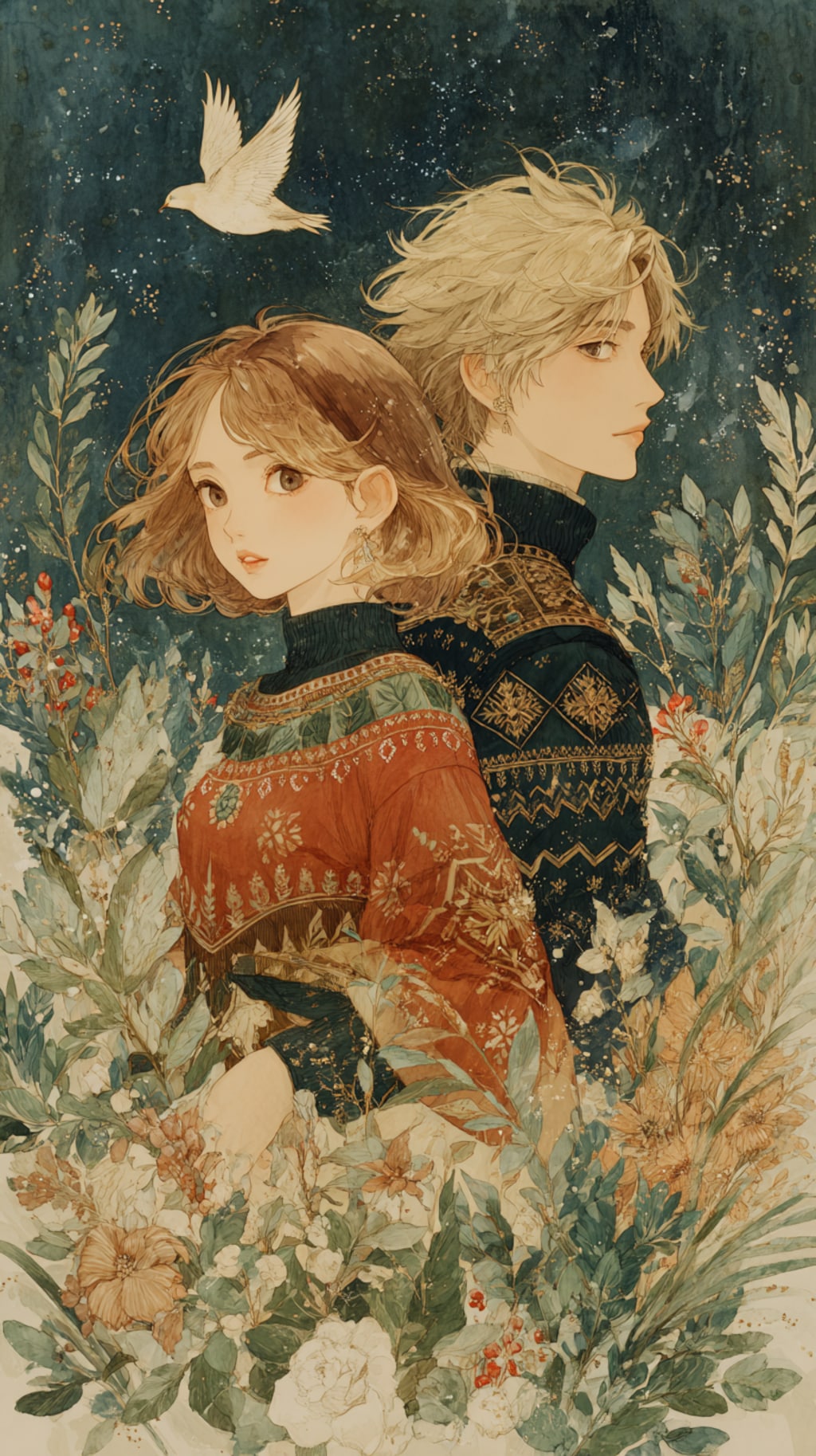 アグリークリスマスセーターを着ている二人