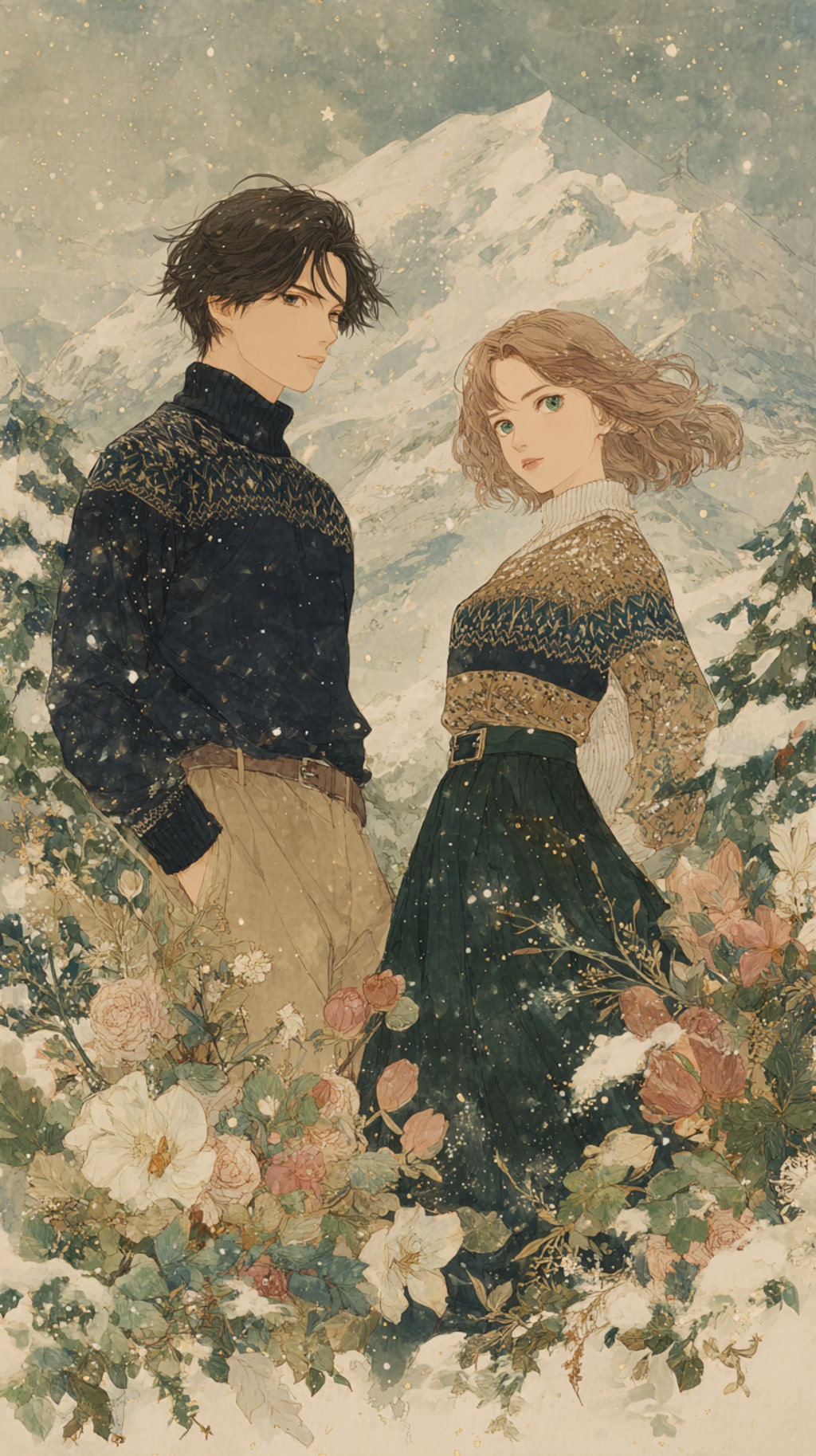 アグリークリスマスセーターを着ている二人