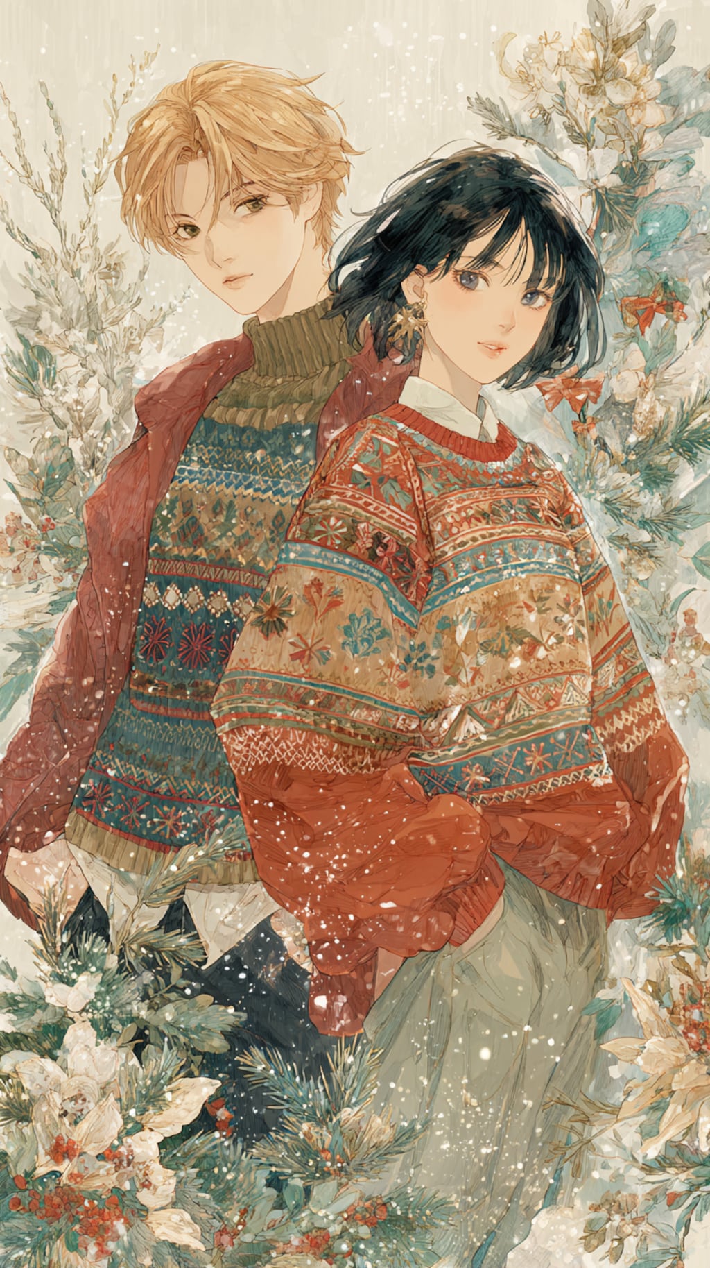 アグリークリスマスセーターを着ている二人