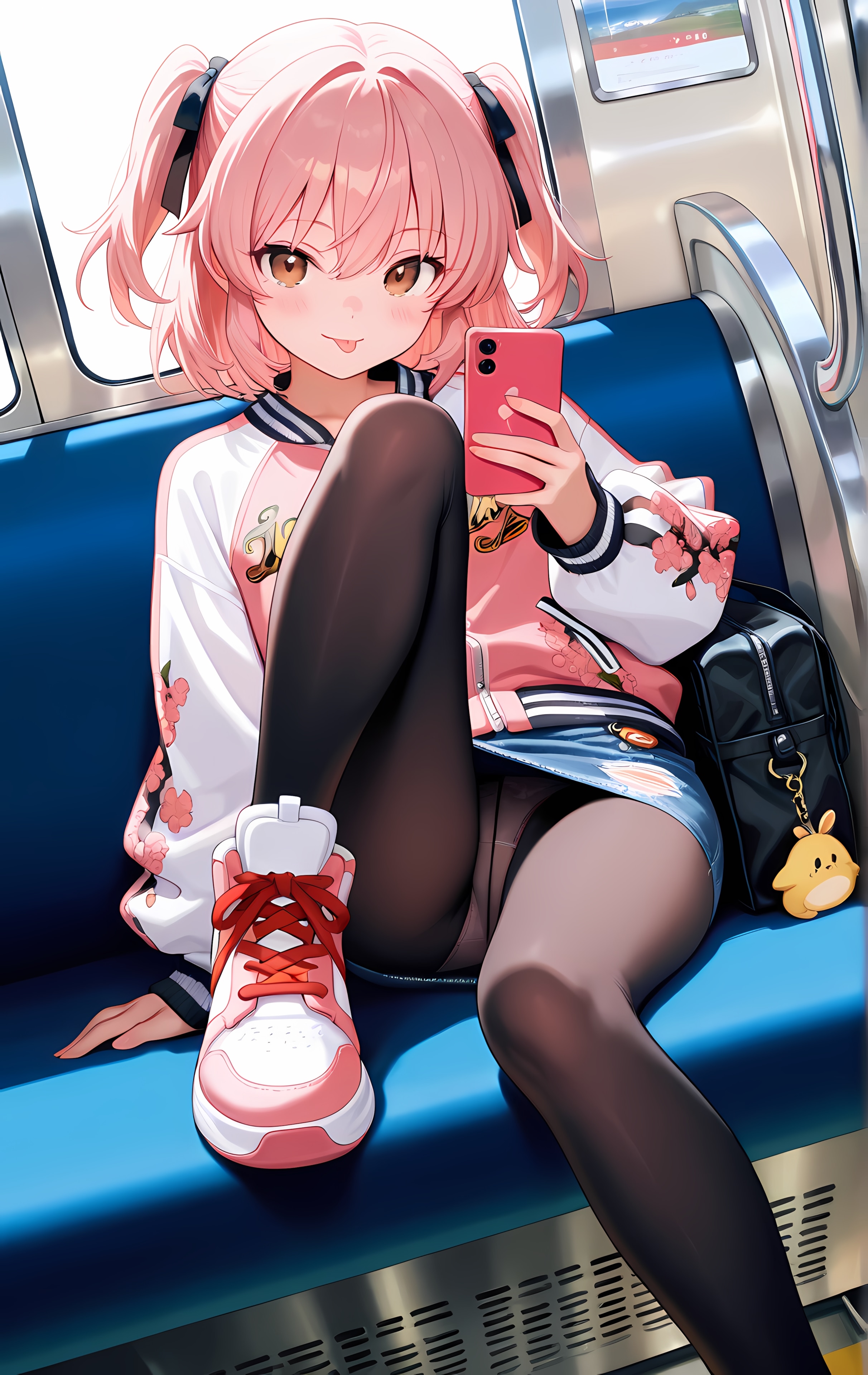 挑発的なスカジャン少女