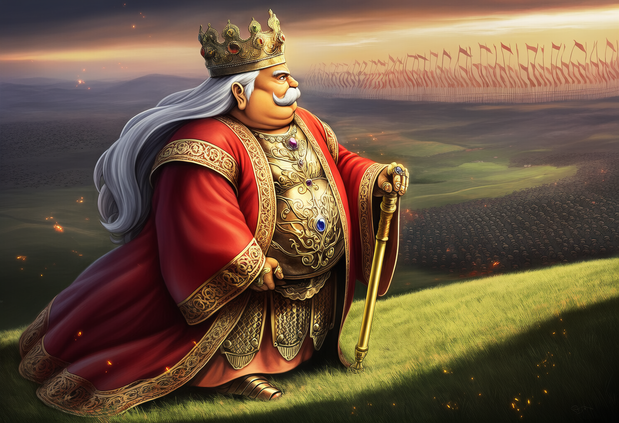 戦場に立つ王(キャラ参照使用)　１枚目-生成絵　２枚目-キャラ参照元 | の人気AIイラスト・グラビア