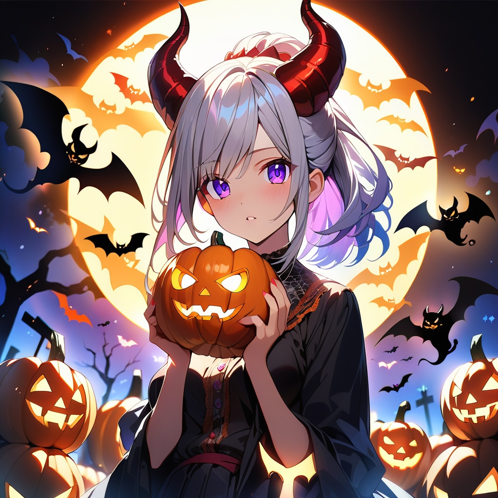 (692HQ)銀髪ちゃんハロウィン | の人気AIイラスト・グラビア