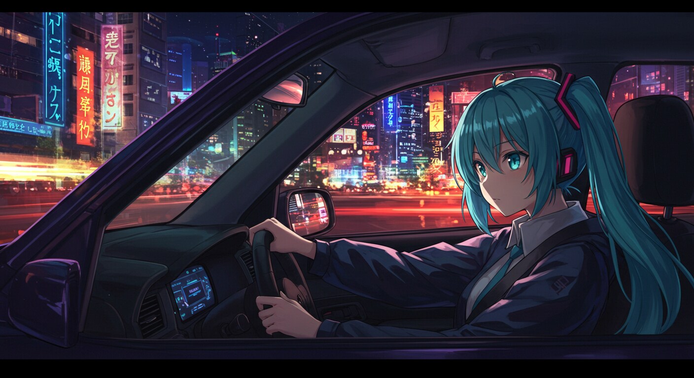 初音ミクと車の運転席 | の人気AIイラスト・グラビア
