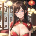 チャイナドレスのメガネお姉さん 2枚目