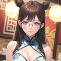 チャイナドレスのメガネお姉さん 3枚目