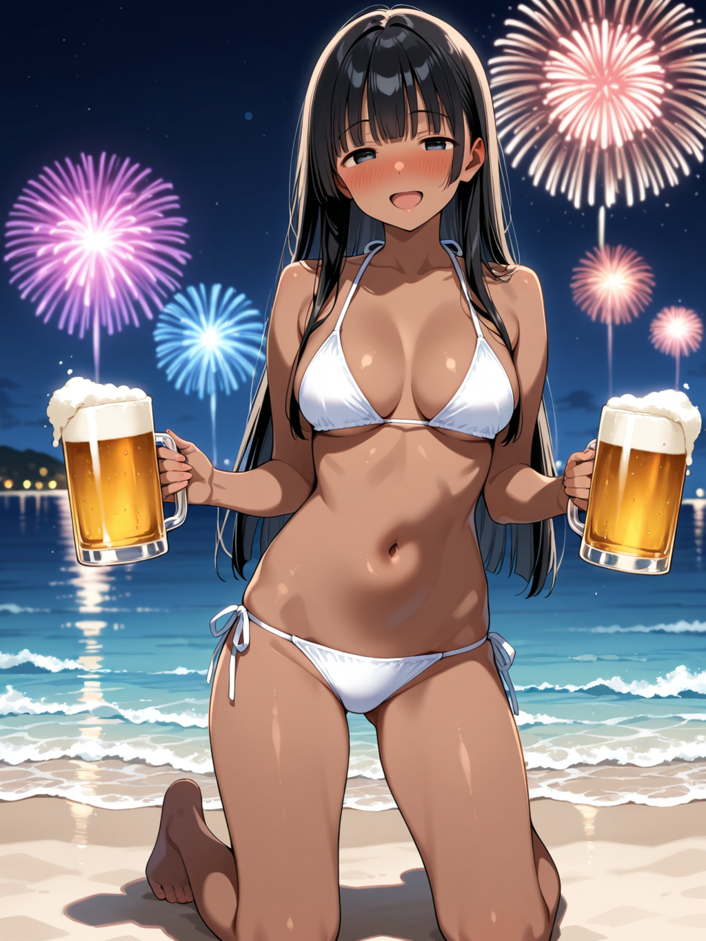 海とビールと花火と日焼け【改】