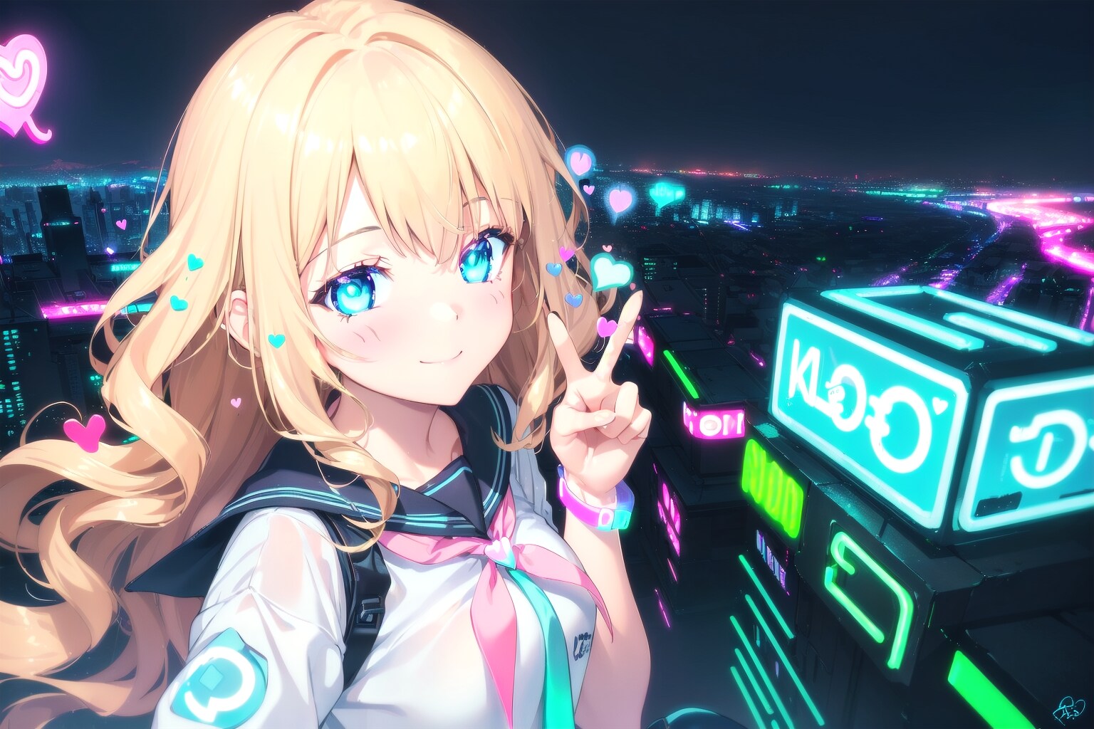 V4Bちゃんとネオンライティング✨やってみた | の人気AIイラスト・グラビア