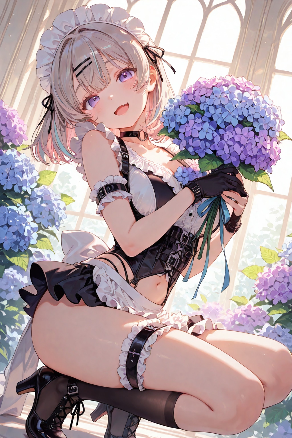 夏のメイドさんと花束
