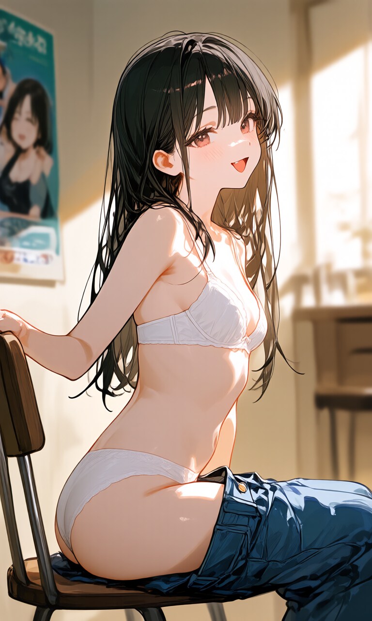 今日はジーンズ