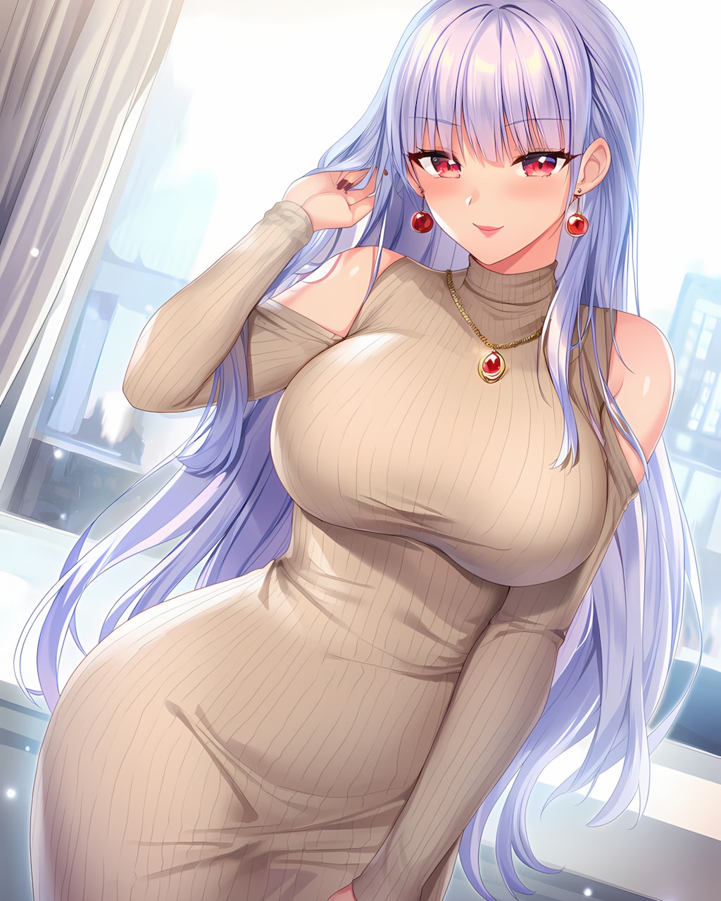 💙ベージュニットで誘う♡ミレナさん