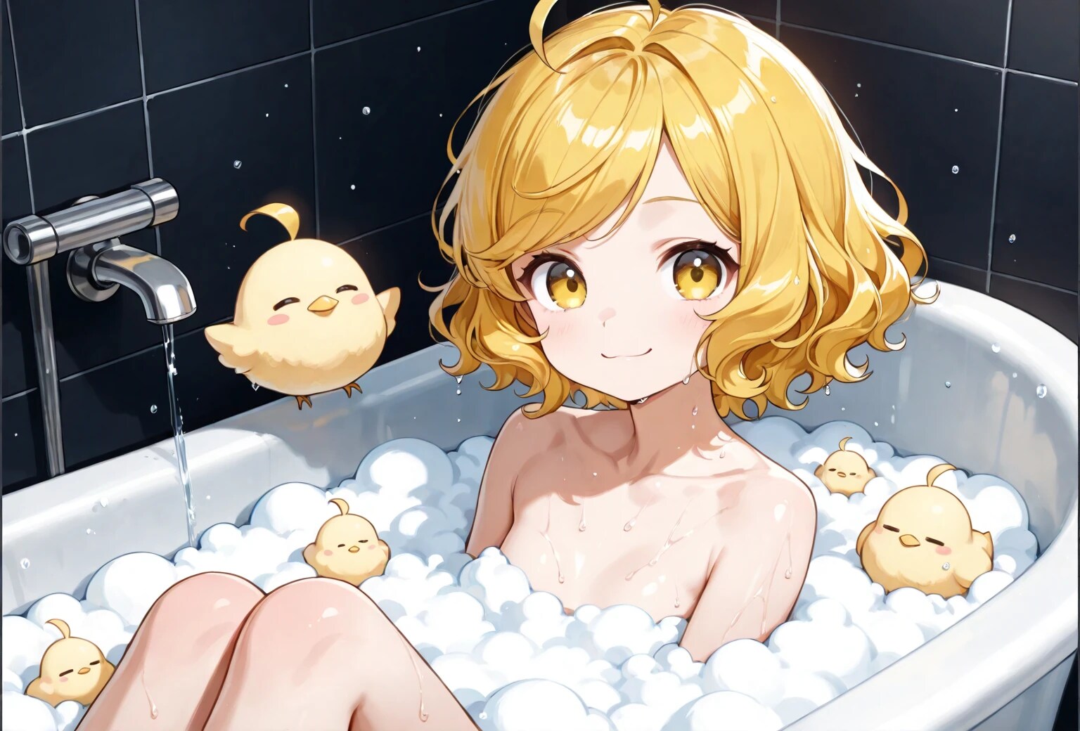 ゆいちゃんとひよこ風呂 | の人気AIイラスト・グラビア