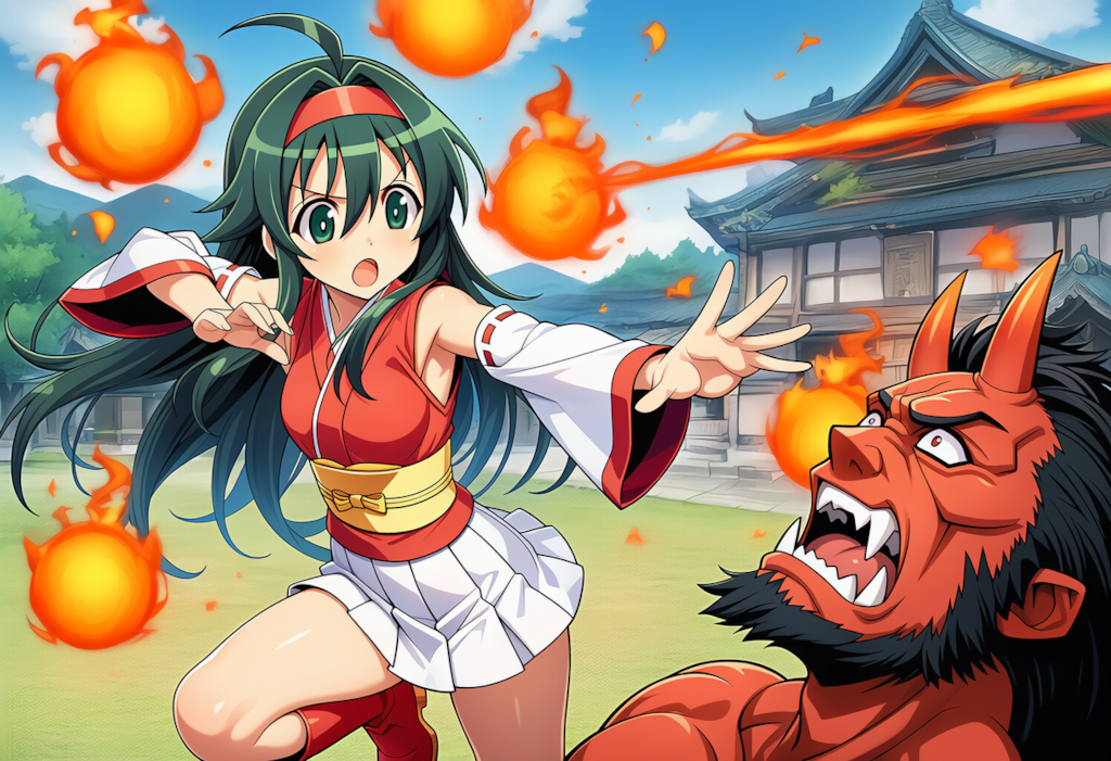 悪い鬼と戦う日輪