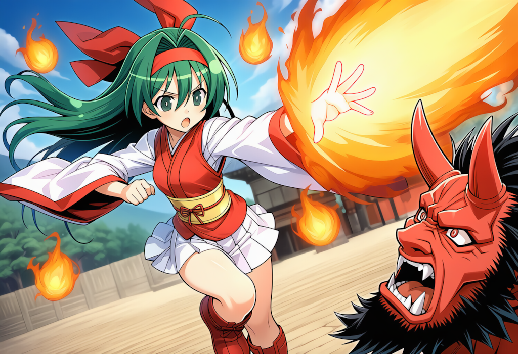 悪い鬼と戦う日輪