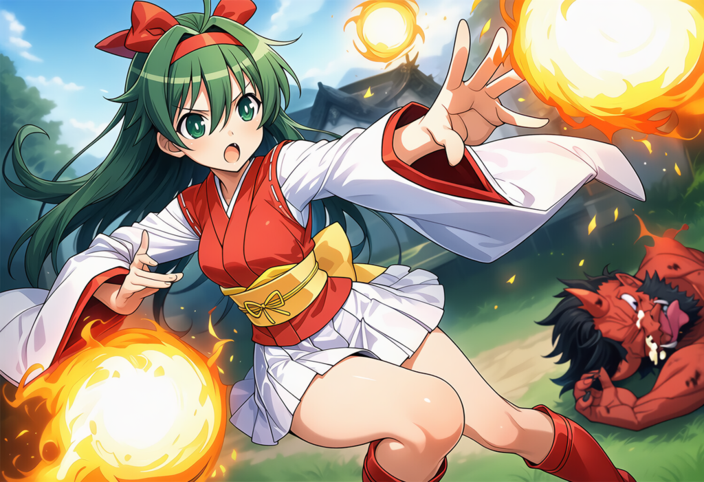 悪い鬼と戦う日輪