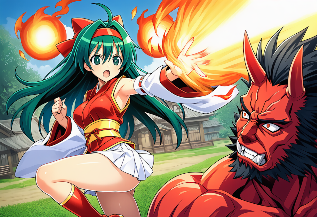 悪い鬼と戦う日輪