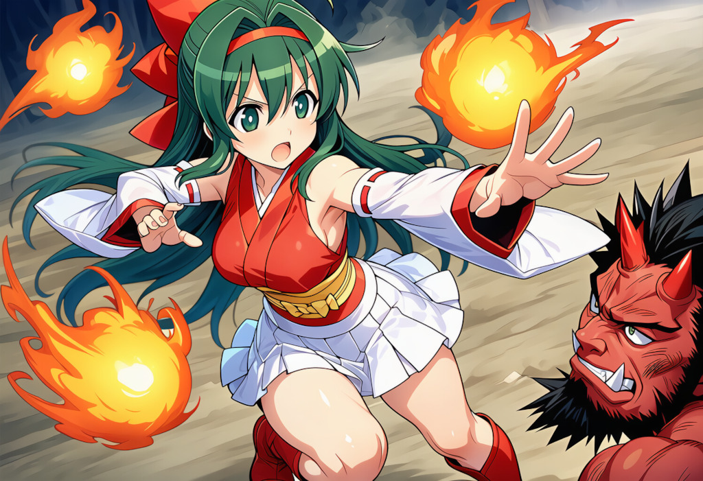 悪い鬼と戦う日輪