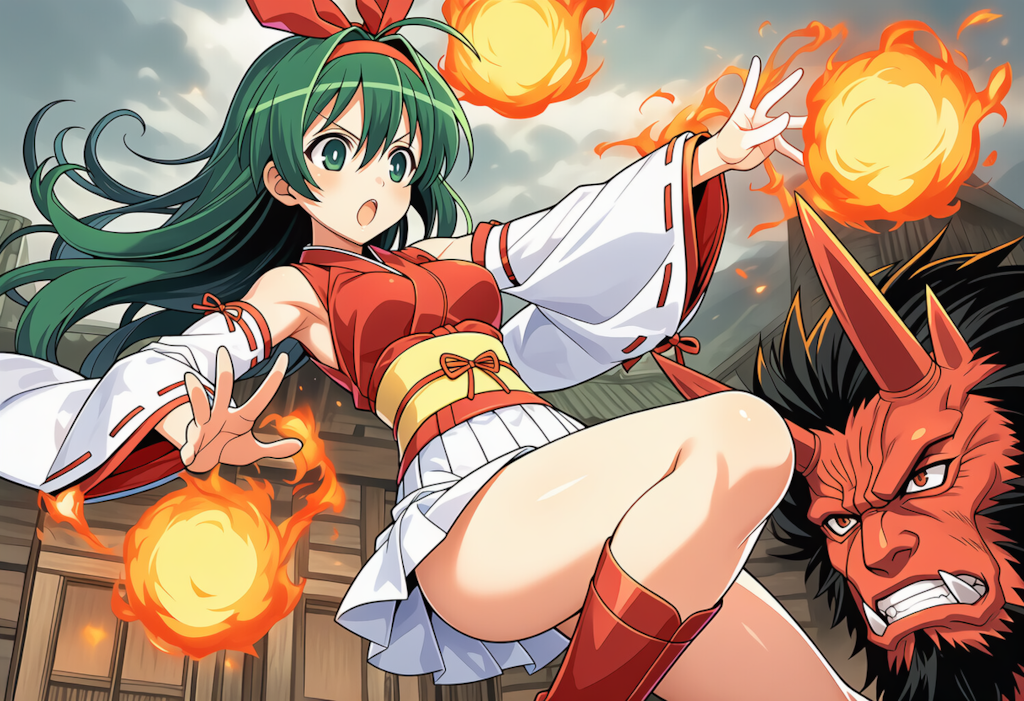 悪い鬼と戦う日輪