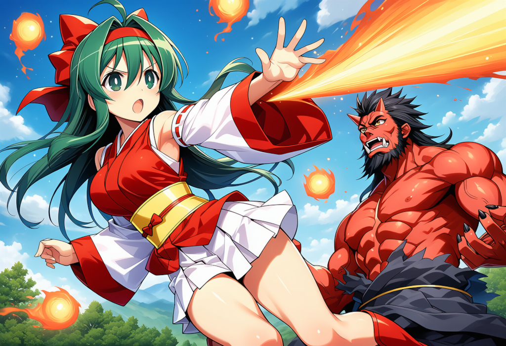 悪い鬼と戦う日輪