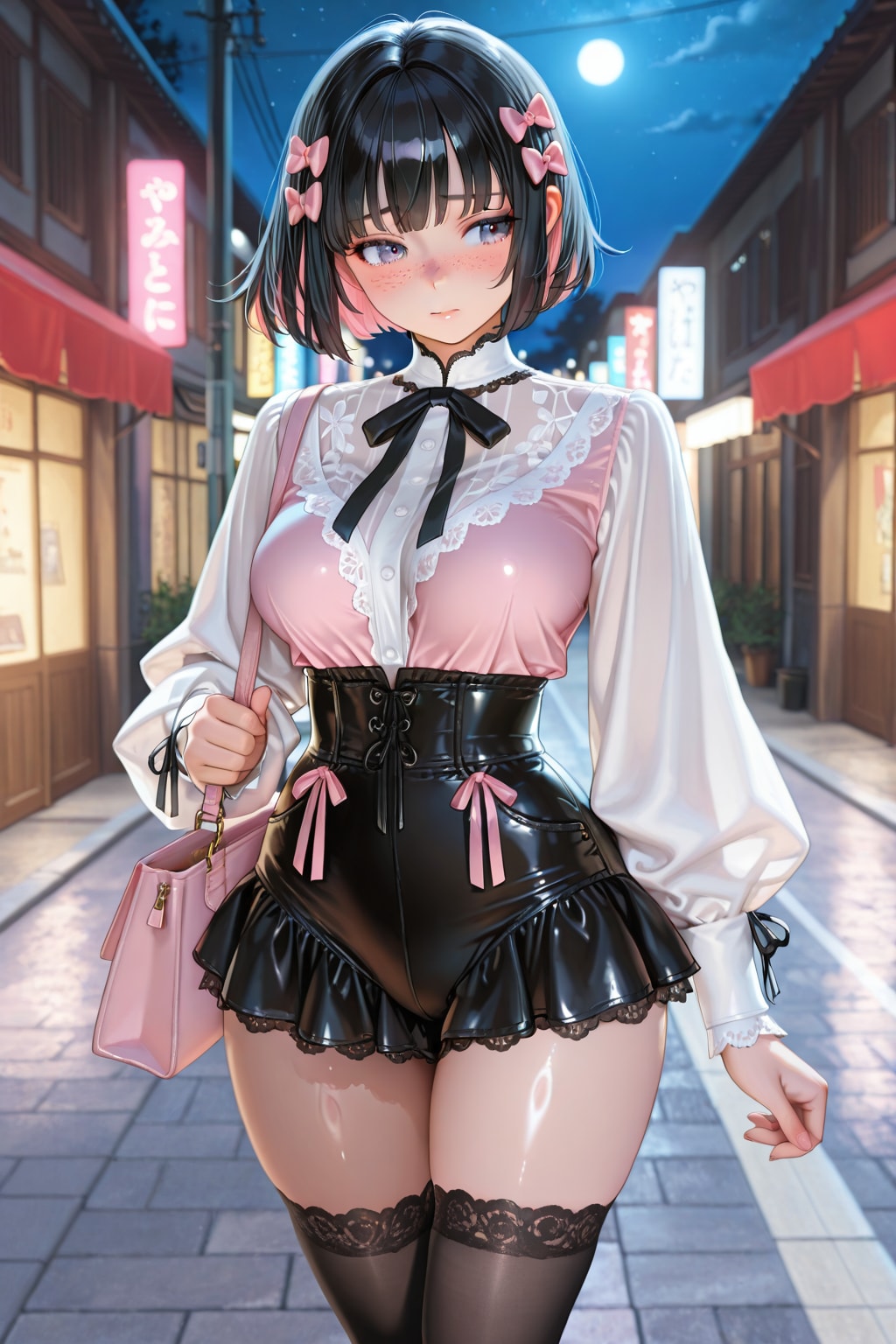 ガーリーコーデなそばかすボブちゃん